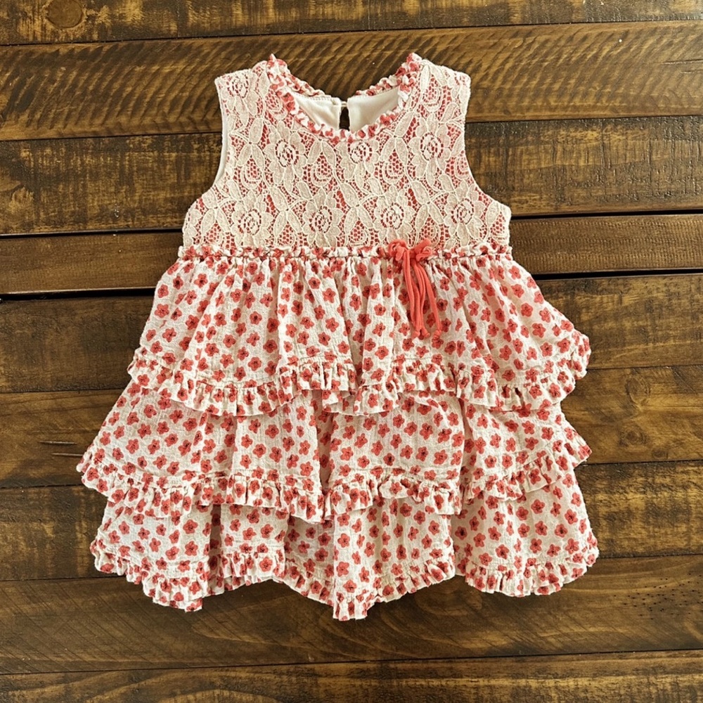 Red and white lacy top for girls
